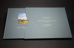 Example of a design of the Barbazon, Realism, & Impressionism in France Catalogue for the Westmont Ridley-Tree Museum of Art; Cover and Slipcase