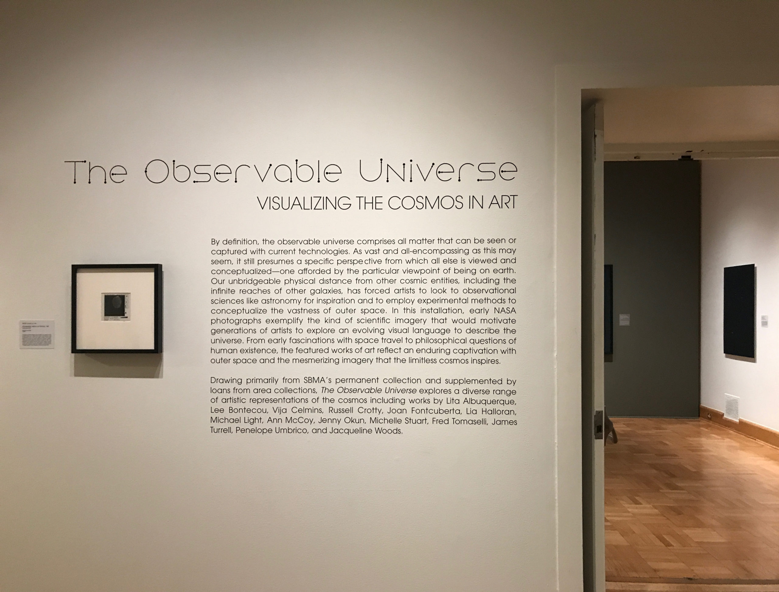 An example of vinyl Signage designed for the Santa Barbara Museum of Art's The Observable Universe exhibition