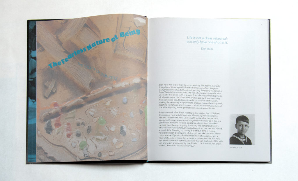 An example of the Spontaneous Response: The Innovative Ceramics of Don Reitz art exhibition catalogue designed for the Westmont Ridley-tree Museum of Art
